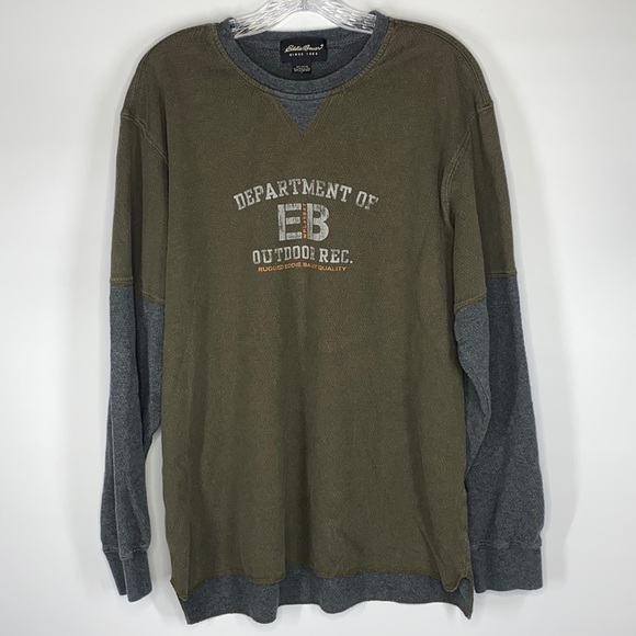 Eddie Bauer Gray Green Thermal Long Sleeve Shirt Size Medium - Picture 1 of 7